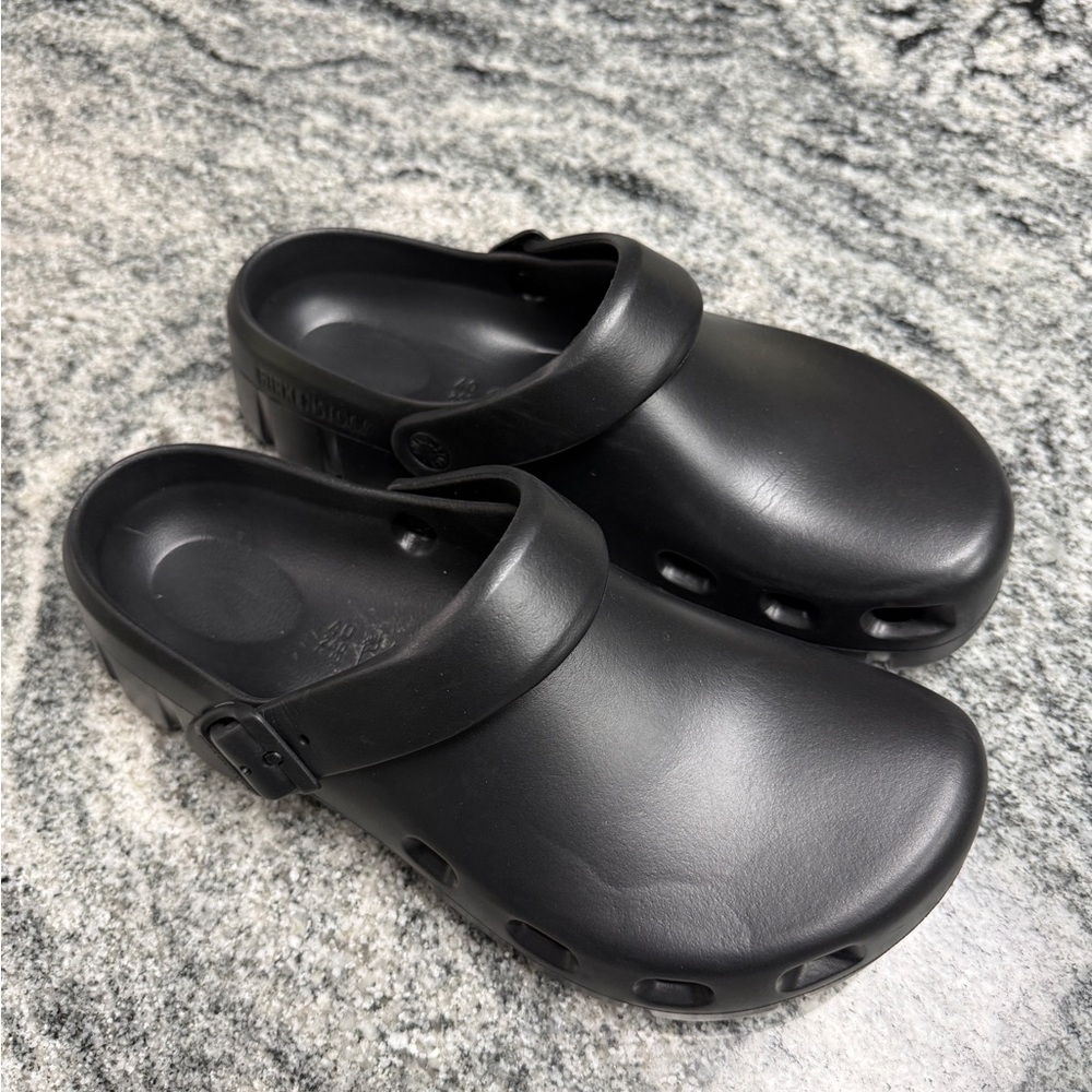 Black Slip-On Clogs with Rear Strap